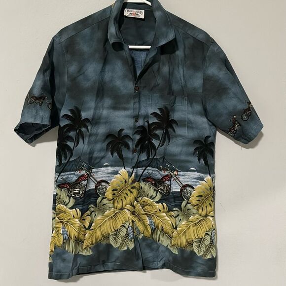 Vintage Hawaiian Motorcycles in Paradise Button Down Shirt M - Picture 1 of 9